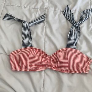 Red white and blue striped swim suit with ties